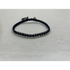 Black cotton thread silver tone bearded Bracelet